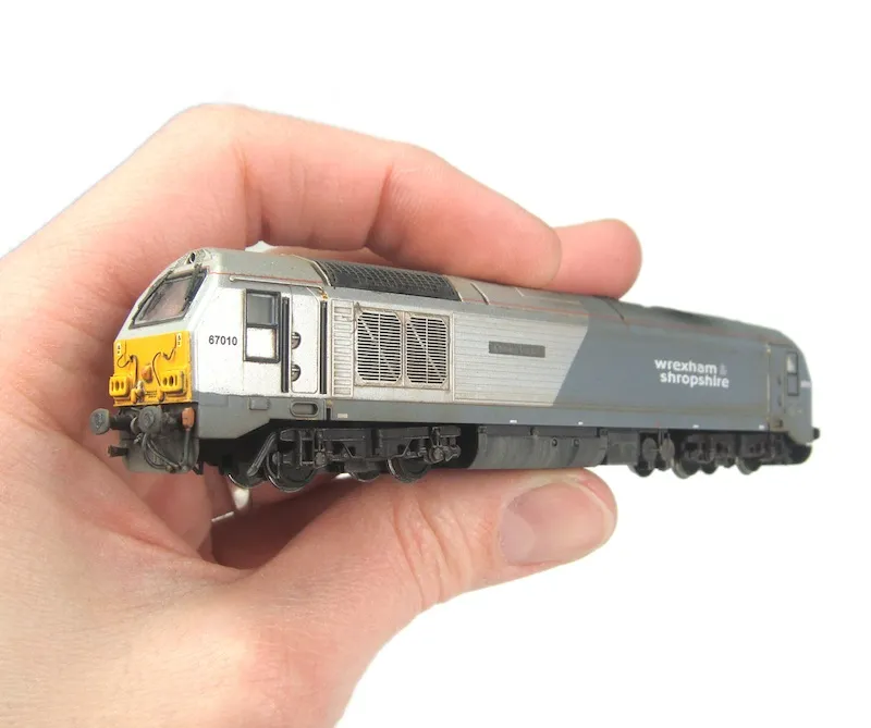 Hand holding a Mercig Studios N gauge Class 67 model — showing the incredible detail at just 13cm long