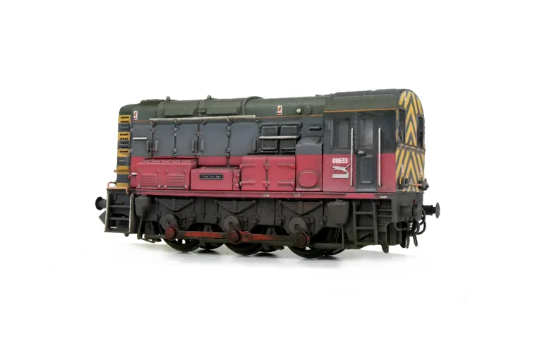 08633 with full respray to RES livery. Renumbered, detailed buffer beam including extra pipework under buffer at one end and semi detailed at coupling end, modified piping. finer cab handrails and etched nameplates.