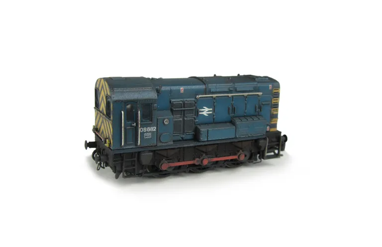 08682 Renumbered with faded paintwork, detailed buffer beam including extra pipework under buffer at one end and semi detailed at coupling end, cab end with modified piping and recess panel on door