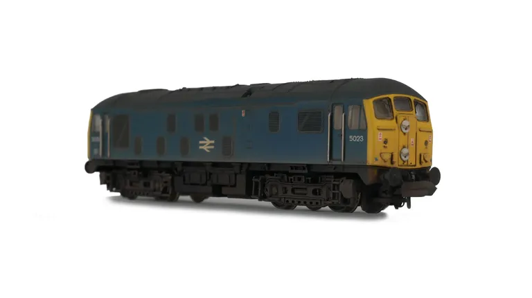 D5023 with livery modifications, shortened water tank. body steps plated over, body grills modified, semi detailed buffer beam at both ends, renumbered, headcode discs slimmed down and extra catches added, etched workplates, etched 3D roof grill with fan 