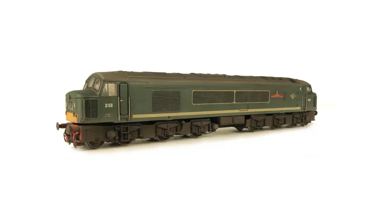 D50 details include etched roof grill and fan, etched plates, driver fitted, detailed buffer beam at one and semi detailed at coupling end, renumbered and slimmed down bogies.