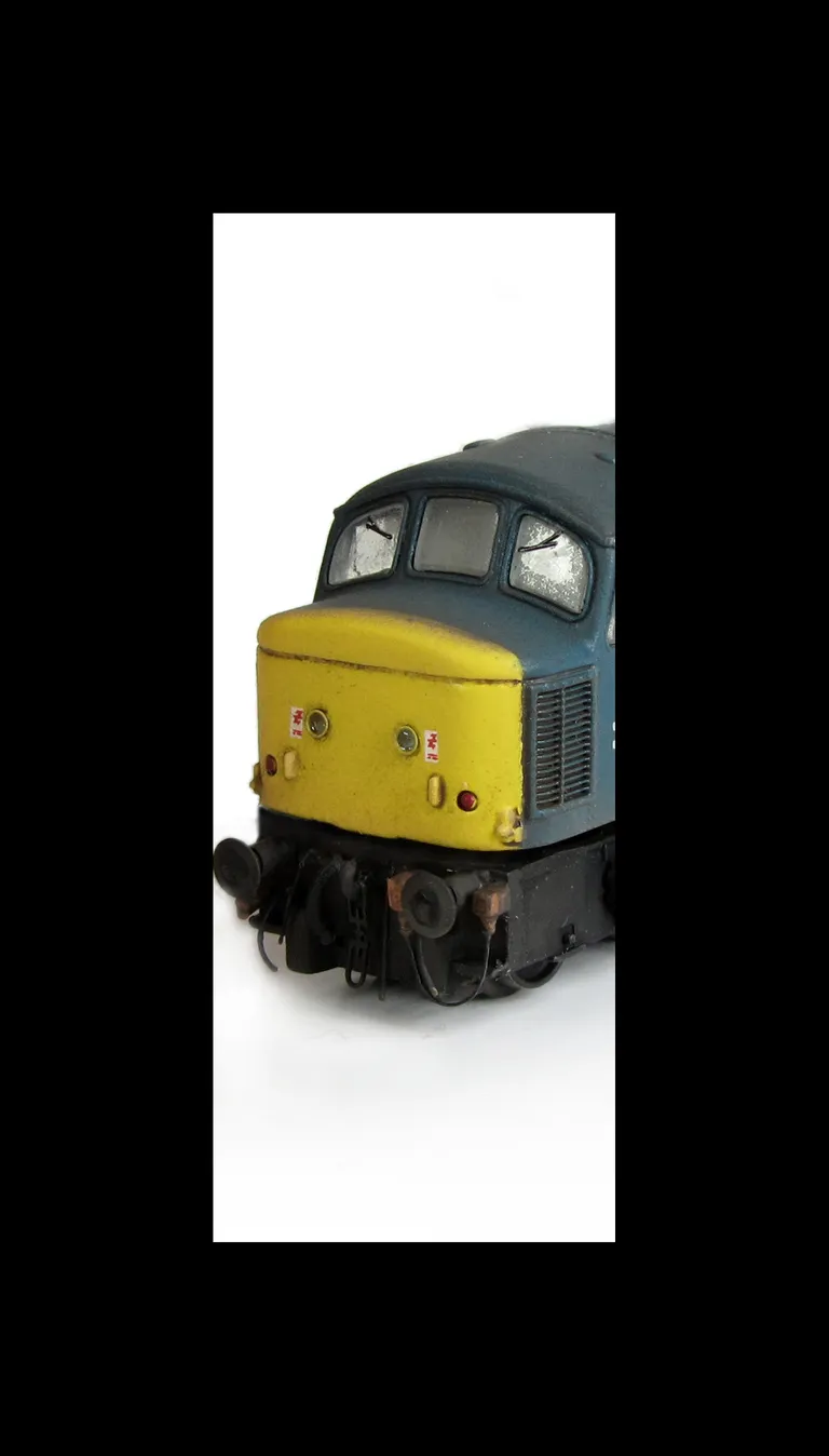 45150 Full respray into BR Blue with plated over headcode conversion, renumbered, slimmed down bogies, detailed buffer beam at one end, plated over body grill, driver and smoothed down plated over body steps.