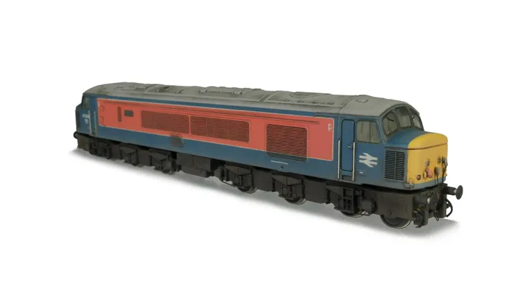 97403 with full respray to RTC livery. Nose end converted to a plated over version, nose cables added, driver, slimmed down bogies, plated cab panel, detailed buffer beam at one end and semi detailed at coupling end, etched nameplates and molded roof gril
