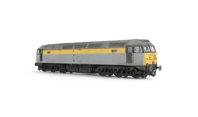 47341 Full respray into faded Dutch/Engineers livery. Details include finer ariels, body lowered, etched fan and grills, renumbered, detailed buffer beam at one end, semi detailed buffer at coupling end, moulded nose handrails replaced with wire including