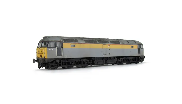 47341 Full respray into faded Dutch/Engineers livery. Details include finer ariels, body lowered, etched fan and grills, renumbered, detailed buffer beam at one end, semi detailed buffer at coupling end, moulded nose handrails replaced with wire including