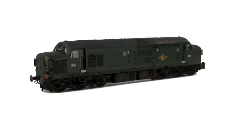 D6811 Details include: detailed buffer beam at one end and semi detailed at coupler end, nose end etched air horns and headcode surrounds. moulded roof grill replaced with 3D etched fan and grill, bogie mod to reduce gap between body and bogies, speedo ca