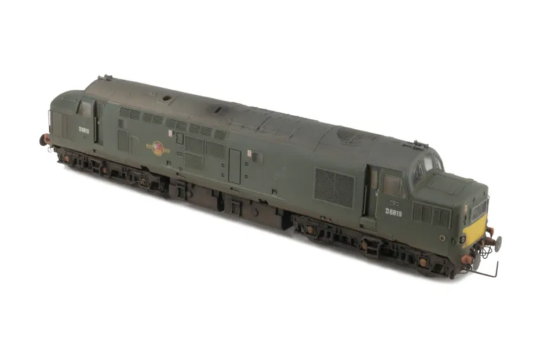 D6819 Details include: renumbered, finer nose end handrails and catches added, detailed buffer beam at both ends with wire couplers, etched silver headcode surrounds. moulded roof grill replaced with 3D etched fan and grill, bogie mod to reduce gap betwee