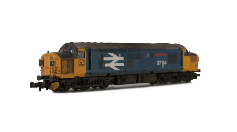 37114 with modification of nose end to end door version with adjusted livery modifications, Other details include bogie modification to reduce gap between body and bogies, aerial removed, nose end headlight added, etched nameplates, etched headcode surrou