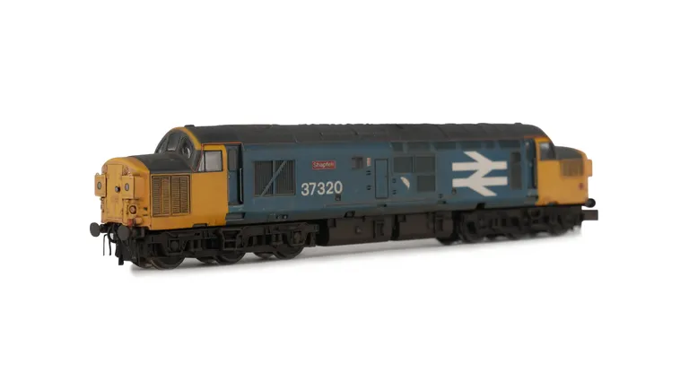 37320 with modification of nose end to end door version, boiler access panel and steps plated over and respray of roof to black with adjusted cantrail and livery modifications, Other details include bogie modification to reduce gap between body and bogies