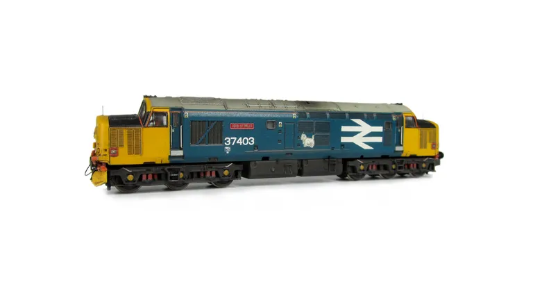 37403 in close to ex works condition. Details include bogie modification to reduce gap between body and bogies, nose catches, moulded roof grill replaced with 3D etched fan and grill, etched nameplates, cantrail added, driver, finer aerial, speedo cable a