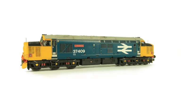 37409 in ex works DRS large logo livery with bodyside window plated over with partial respray. Details include bogie modification to reduce gap between body and bogies, moulded roof grill replaced with 3D etched fan and grill, finer aerial, speedo cable a