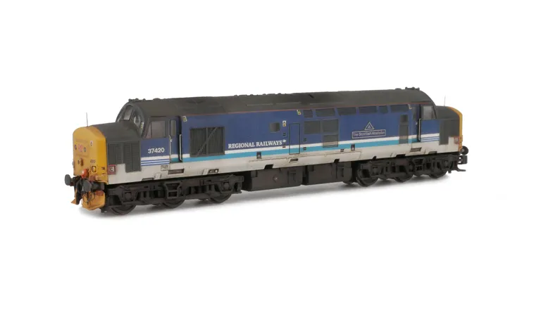 37420 with livery modifications including distressed dragon on nose and cantrail extension. Details include bogie modification to reduce gap between body and bogies, driver, finer aerials, snowploughs, moulded roof grill replaced with 3D etched fan and gr