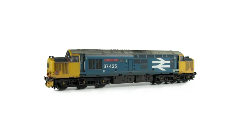 37425 with semi respray to include cantrail and air horns moved to top of nose with black headcodes. Other details include bogie modification to reduce gap between body and bogies, moulded roof grill replaced with 3D etched fan and grill, finer aerial, sp
