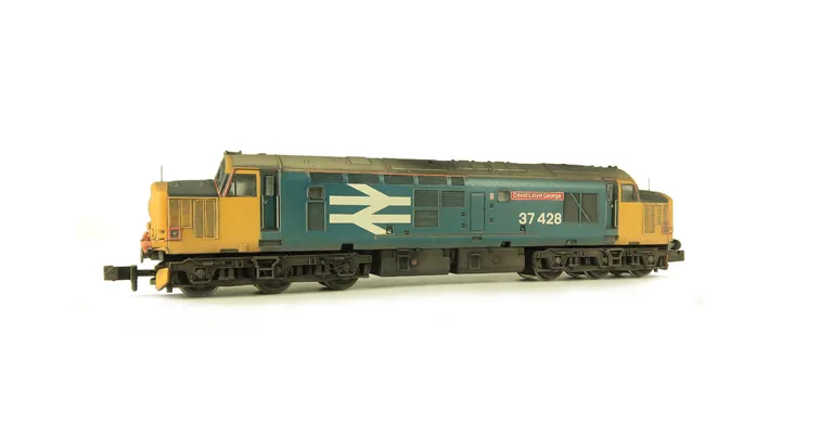 37428 with full respray to large logo livery including cantrail. Other details include bogie modification to reduce gap between body and bogies, finer aerial, snowploughs, renumbered, 3D etched roof grill and fan, semi detailed buffer beam at both ends, s