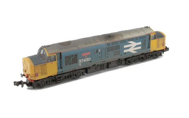 37430 with semi respray of black grills and headcodes to yellow as well as cantrail and red buffers added. Other details include: bogie modification to reduce gap between body and bogies, moulded roof grill replaced with 3D etched fan and grill, speedo ca