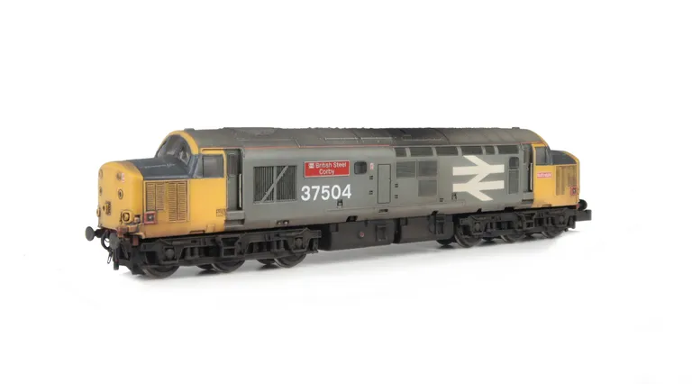37504 with semi respray to original railfreight livery. Other details include bogie modification to reduce gap between body and bogies, moulded roof grill replaced with 3D etched fan and grill, speedo cable added, renumbered, etched nameplates, detailed b