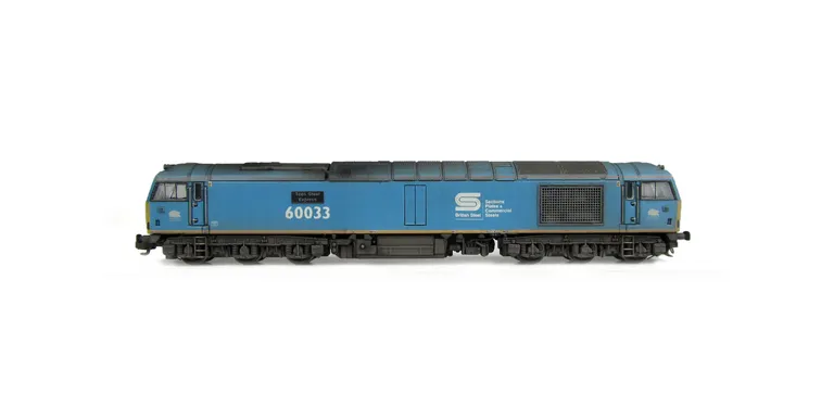 60033 Faded paintwork etched nameplates, renumbered, detailed buffer beam at one end and semi detailed at coupling end, body lowered and driver fitted.