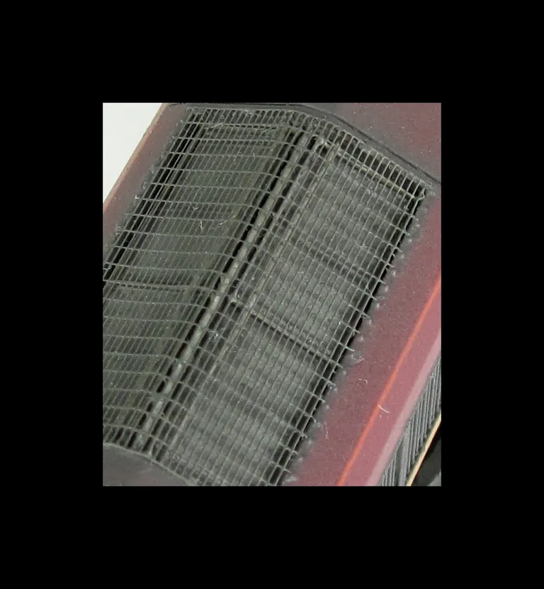 Close up of moulded roof grill replaced with etched version including pipes under the mesh.