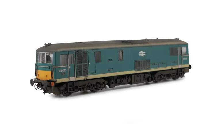 E6013 Renumbered, etched work plates, driver, headcodes added, air horns replaced with brass versions, detailed buffer beam and semi detailed at coupling end and moulded roof grills replaced with 3D etched fan and grill.