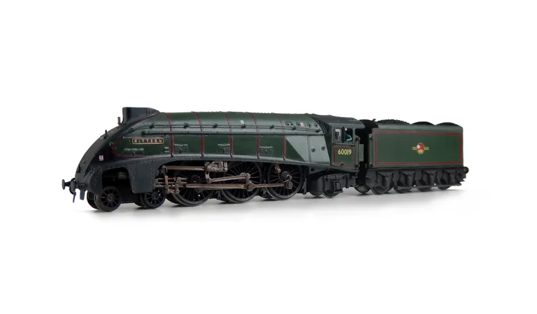 60019 Added details include: moulded coal replaced with real coal, loco crew added, detailed buffer beam at one end and and etched depot plates.