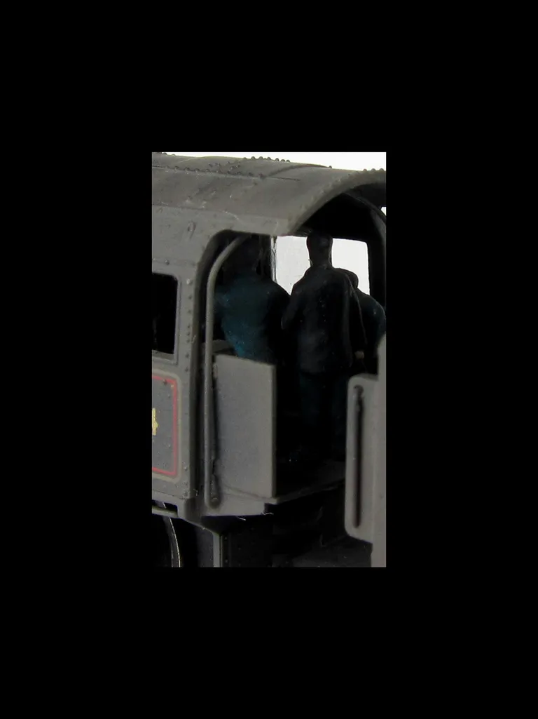 4MT 76084 weathered to represent the last days of steam. Added details include: renumbered, molded coal replaced with real coal, loco crew added, fire irons, etched depot plaques and work plates, detailed buffer beam at one end and painted cab interior.