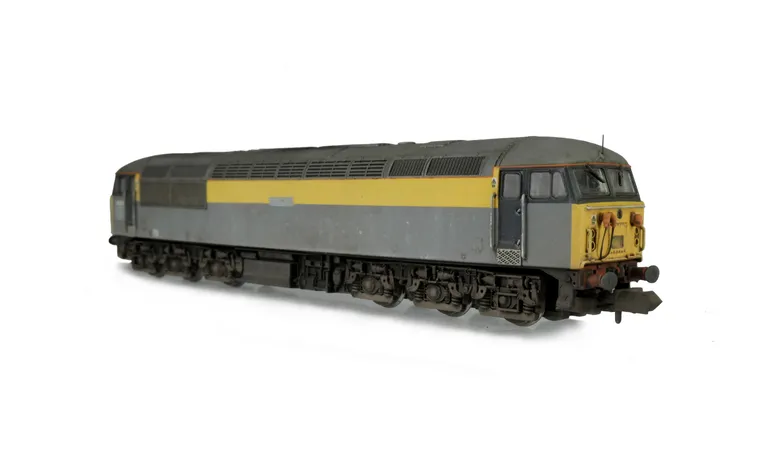 56031 with full respray to dilapidated Dutch livery with paint chipping and fading. Details include; renumbered, brass buffers, special effects of blemishes where nameplates and plaques were taken off, finer mu sockets and aerials added.