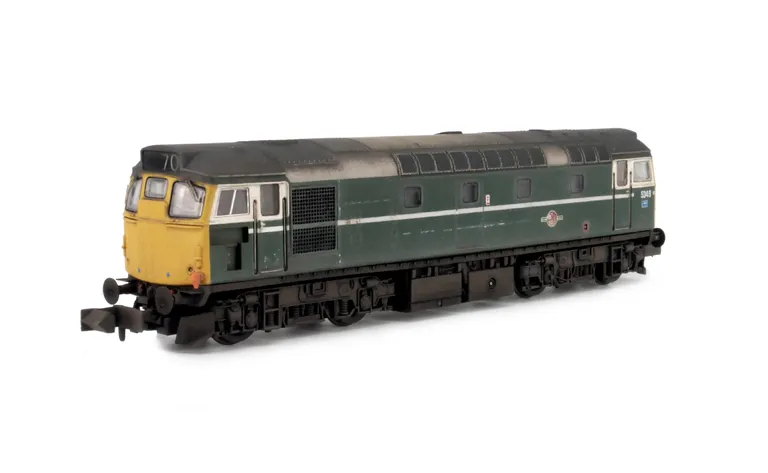 D5349 with full respray into BR Green with special effects of body scars. Brass buffers added, snowploughs, token catcher recess, etched windscreen wipers, boiler access panel taken off and smoothed over, etched work plates, moulded roof grill replaced wi