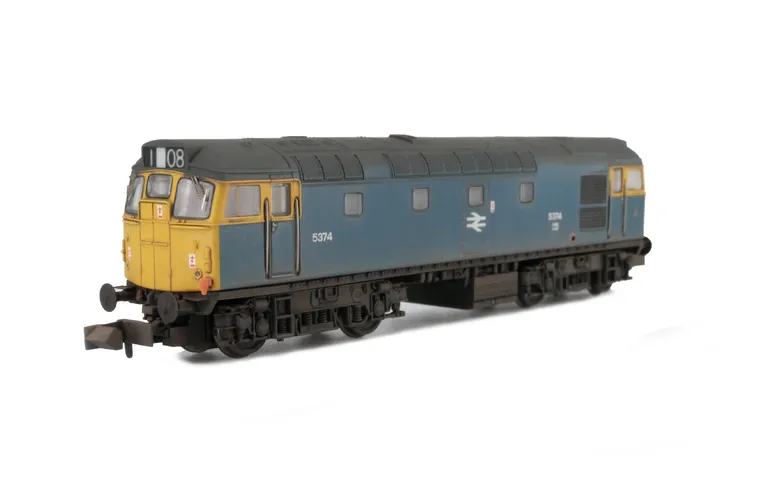 D5374 with full respray into BR Blue. Brass buffers added, etched windscreen wipers, boiler access panel taken off and smoothed over, etched work plates, moulded roof grill replaced with 3D etched fan and grill, modified and converted battery box, renumbe