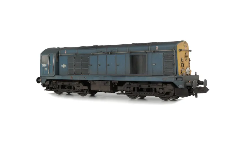 D8095 Conversion and respray to Scottish region class 20 with extended blue livery. Other details include: roof grills replaced with much finer etched fan and grill, larger cab side windows, token catcher recess added, headcode discs thinned down and hole