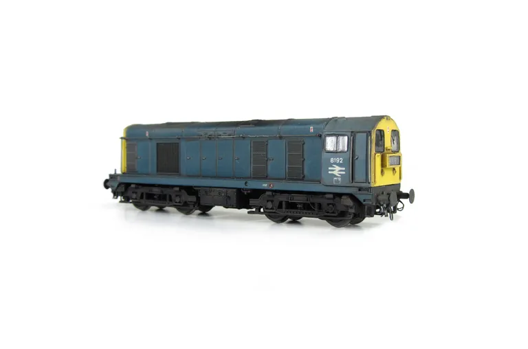 D8192 with headcodes changed, driver fitted, roof grills replaced with much finer etched fan and grill, bogie modification to reduce the gap between body and bogies, renumbered, horn grill covers made finer, detailed buffer beam at one end and semi detail