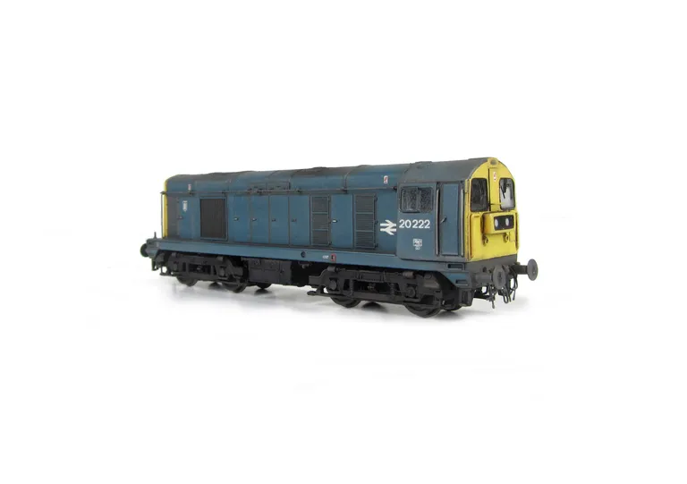 20222 with cab end plate modifications. Roof grills replaced with much finer etched fan and grill, bogie modification to reduce the gap between body and bogies, renumbered, horn grill covers made finer, detailed buffer beam at one end and semi detailed at
