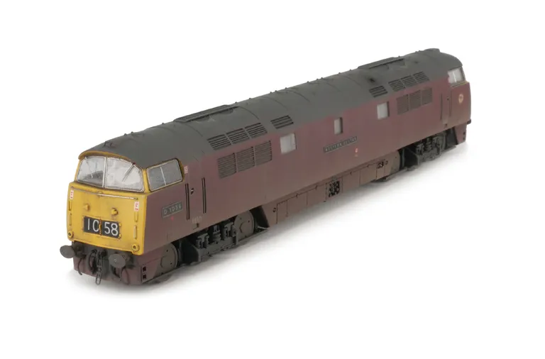 D1056 Renumbered with etched nameplates and running numbers, detailed buffer beam at one end and semi detailed at coupling end, brake rigging added, plastic panels added to headcodes, smaller holes on wheels, nose end moulded handrails and catch replaced 