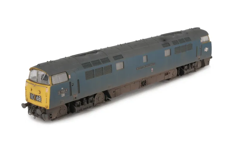 D1068 Full respray to BR Blue, renumbered with etched nameplates and running numbers, detailed buffer beam at one end and semi detailed at coupling end, brake rigging added, plastic panels added to headcodes, smaller holes on wheels, nose end moulded hand