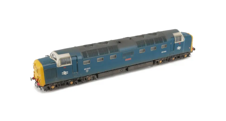 55003 with livery modifications. Other details include: finer nose end handrails, etched red work plates, detailed buffer beam at one end and semi detailed at coupling end, bogie modification to reduce gap between body and bogies, roof grills replaced wit