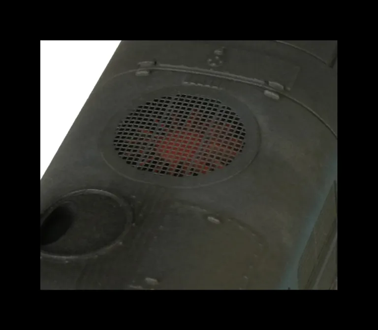 Close up of etched 31 3D fan and grill.