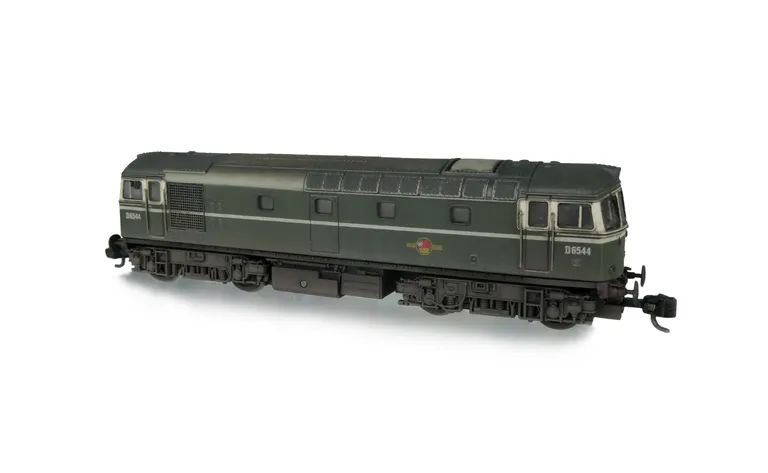 D6544 with added details of: renumbered, footsteps above buffers, semi detailed buffer beam at both ends, speedo cable, driver, moulded roof grill replaced with 3D etched fan and grill, headcodes changed and etched work plates.