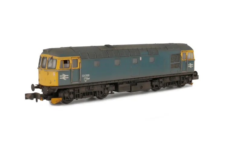 33058 with brake lights plated over to match the prototype. Added details: renumbered, speedo cable, footsteps above buffers, brass buffers, semi detailed buffer beam at both ends, snowploughs, driver and moulded roof grill replaced with 3D etched fan and