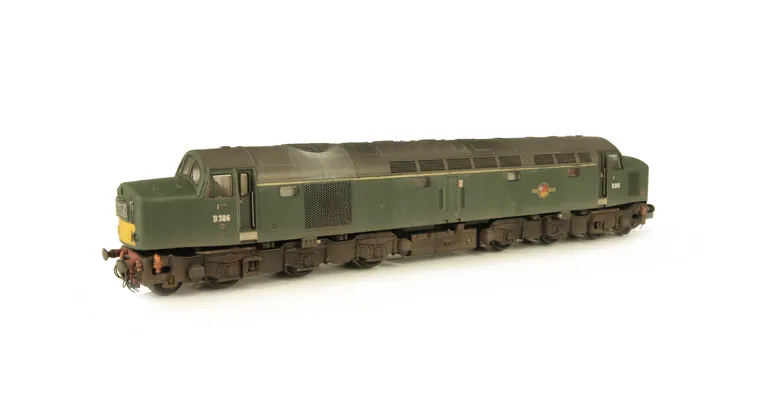 D386  Details include: renumbered, finer handrails on nose, driver, detailed buffer beam, semi detailed buffer beam at coupling end, moulded roof grill replaced with 3D etched version, finer bogie side cables, etched work plates and frost grill.