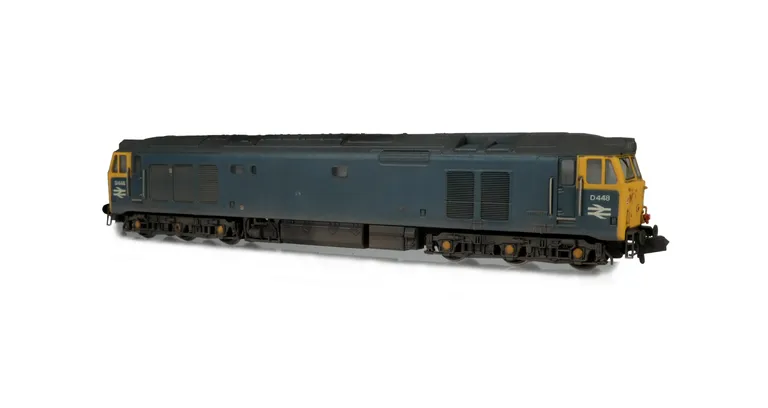 D448 Added details include: renumbered. modified roof, mileage counter, etched work plates, headcode box modified to more prototypical version,  painted cab interior, driver, speedo cable added, moulded roof grills replaced with 3D fan and grill.