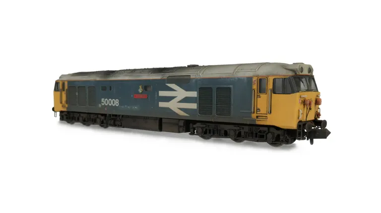 50008  Added details include: cantrail added, etched nameplates, mu cables replaced, roof repainted to lighter shade of grey, wireless antennae added and moulded roof grills replaced with 3D fan and grill.