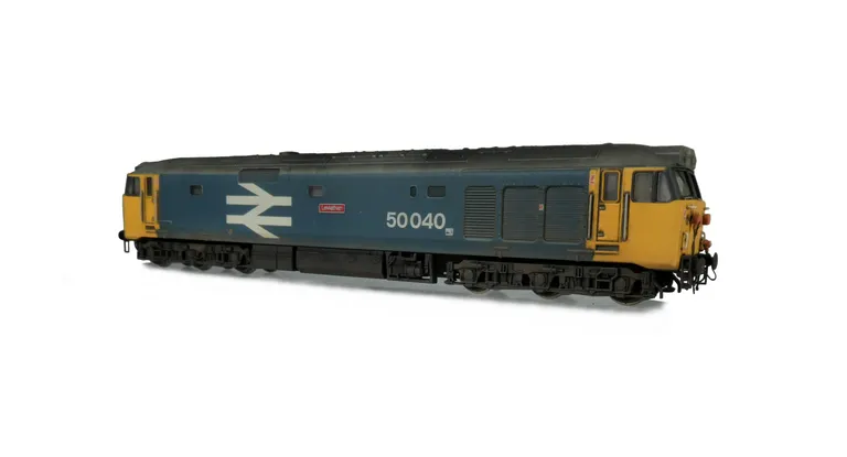 50040 Added details include; painted cab interior, driver, mu cable replaced, multiple jumper socket changed to correct type, speedo cable added, etched plates, moulded roof grills replaced with 3D fan and grill and detailed buffer beam.