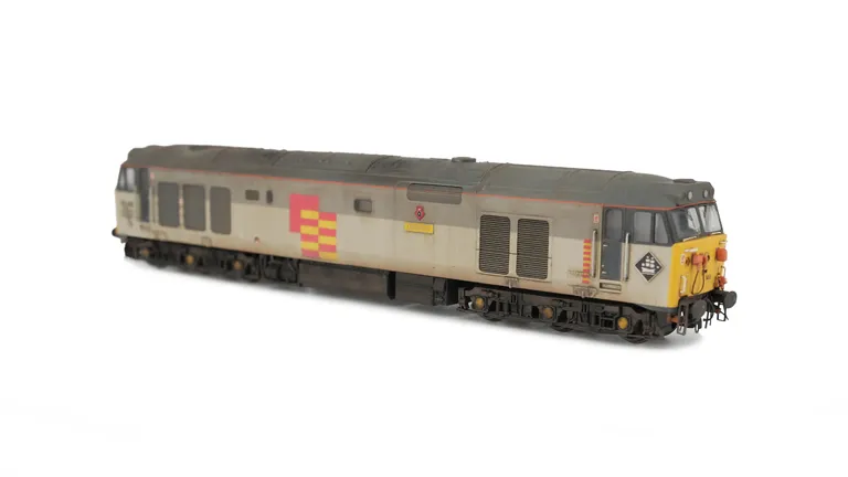 50149 Added details include; livery modifications, heavily weathered, renumbered, multiple jumper socket changed to correct type, headcode made more realistic, etched plates/depot plaques, aerial pod added, detailed buffer beam at both ends, painted cab i