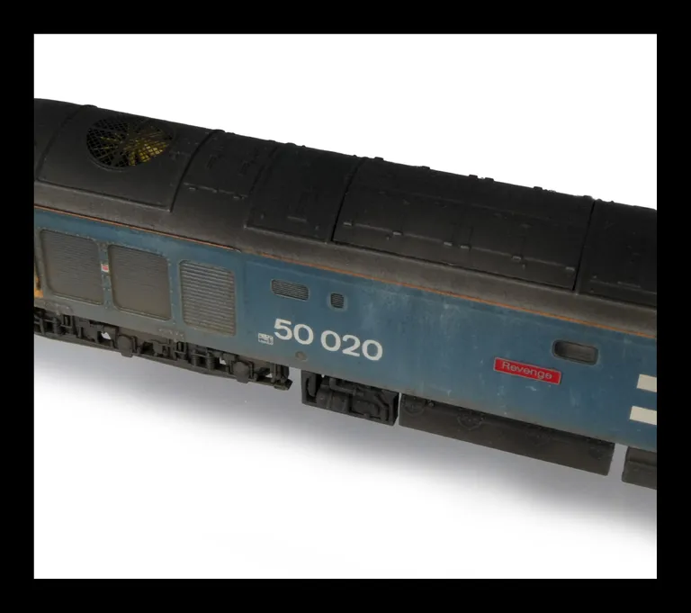 50020 Added details include; renumbered, cantrail, driver, mu cable replaced, multiple jumper socket changed to correct type, speedo cable added, etched plates, moulded roof grills replaced with 3D fan and grill and detailed buffer beam.